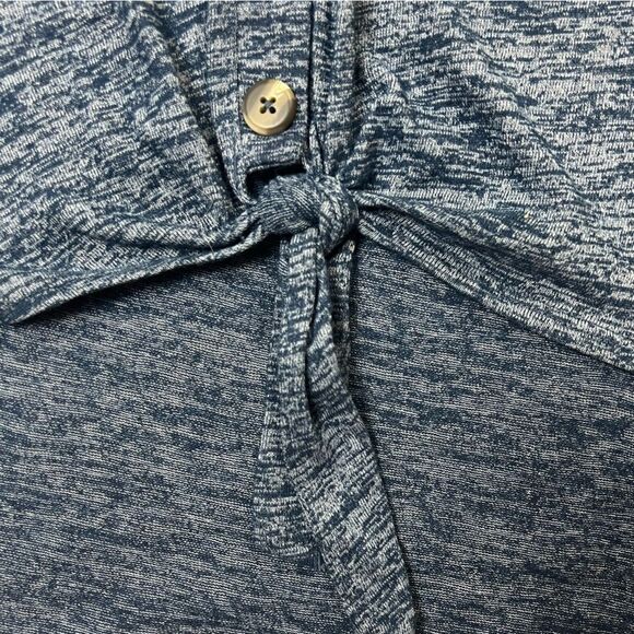 Alpha Amour Slouchy Fit Heathered Blue Tie Front Shirt - Picture 7 of 9
